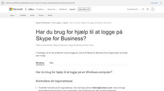 
                            9. Har du brug for hjælp til at logge på Skype for Business? - Office Support
