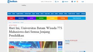 
                            12. Hari Ini, Universitas Batam Wisuda 775 Mahasiswa dari Semua ...