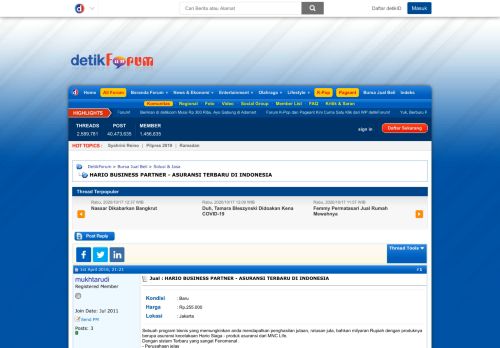 
                            10. HARIO BUSINESS PARTNER - ASURANSI TERBARU DI INDONESIA - DetikForum