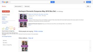 
                            11. Harlequin Romantic Suspense May 2016 Box Set: An Anthology