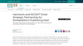 
                            11. Harmonix and NCSOFT Enter Strategic Partnership for Multiplatform ...