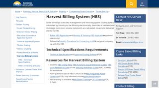 
                            7. Harvest Billing System (HBS) - Province of British Columbia