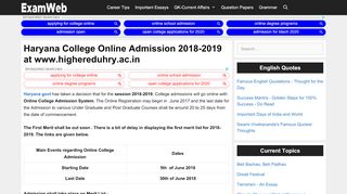 
                            11. Haryana College Online Admission 2018-2019 at www.highereduhry ...