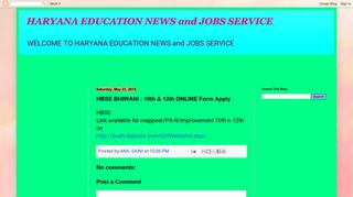 
                            11. HARYANA EDUCATION NEWS and JOBS SERVICE: HBSE BHIWANI ...