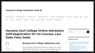 
                            9. Haryana Govt College Online Admission 2018 Registration for UG ...