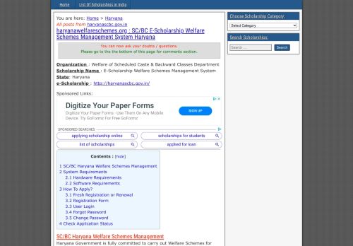 
                            3. haryanawelfareschemes.org : SC/BC E-Scholarship Welfare Schemes ...