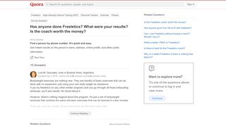 
                            12. Has anyone done Freeletics? What were your results? Is the coach ...