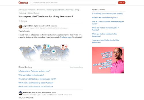 
                            5. Has anyone tried Truelancer for hiring freelancers? - Quora