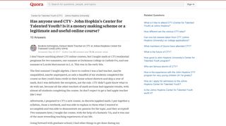 
                            7. Has anyone used CTY - John Hopkin's Center for Talented Youth? Is ...