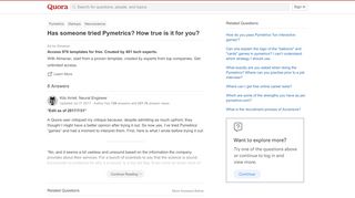
                            8. Has someone tried Pymetrics? How true is it for you? - Quora