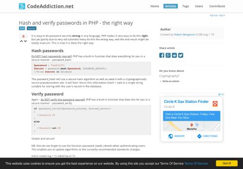 
                            6. Hash and verify passwords in PHP - the right way | CodeAddiction.net