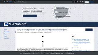 
                            4. hash - Why is it not possible to use a hashed password to log in ...