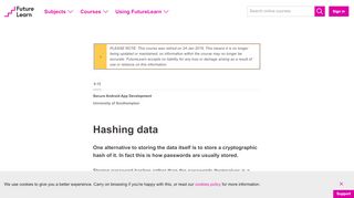 
                            6. Hashing data - Secure Android App Development - FutureLearn