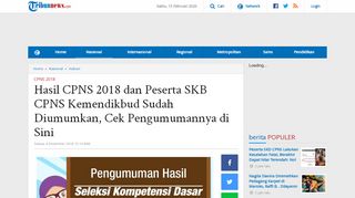 
                            8. Hasil CPNS 2018 dan Peserta SKB CPNS Kemendikbud Sudah ...
