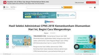 
                            9. Hasil Seleksi Administrasi CPNS 2018 Kemenkumham ... - MSN.com