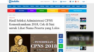 
                            7. Hasil Seleksi Administrasi CPNS Kemenkumham 2018, Cek di Sini ...