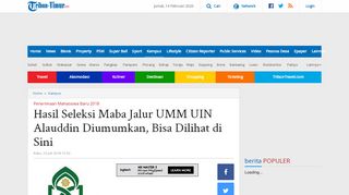 
                            6. Hasil Seleksi Maba Jalur UMM UIN Alauddin Diumumkan, Bisa Dilihat ...