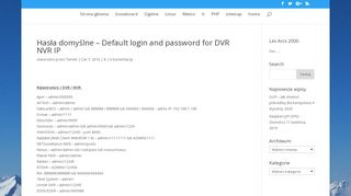 
                            6. Hasła domyślne – Default login and password for DVR NVR IP ...