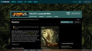 
                            9. Hastur | The H.P. Lovecraft Wiki | FANDOM powered by Wikia