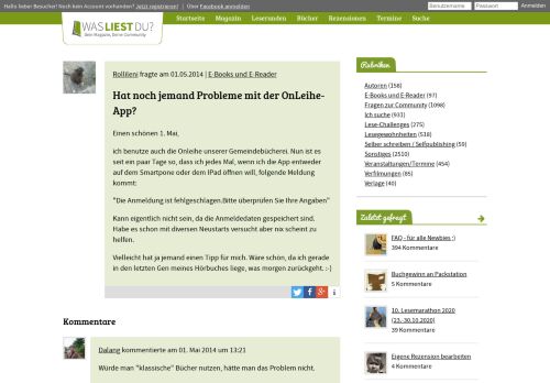 
                            6. Hat noch jemand Probleme mit der OnLeihe-App? | Was liest du?