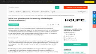 
                            12. Haufe Suite gewinnt Sonderauszeichnung in der Kategorie ...