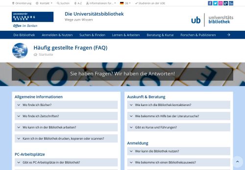 
                            9. Häufig gestellte Fragen (FAQ) - an der Universität Duisburg-Essen