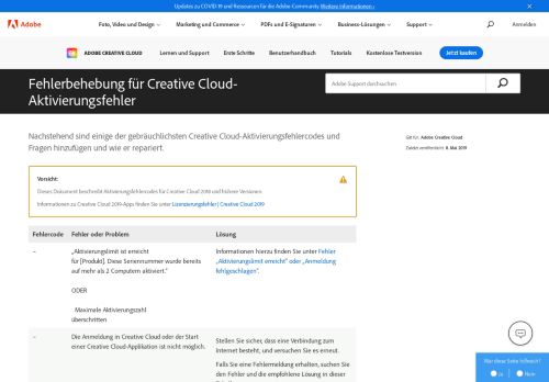 
                            2. Häufige Adobe Creative Cloud-, sowie Lösungsvorschläge für diese ...