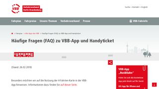 
                            6. Häufige Fragen (FAQ) zu VBB-App und Handyticket