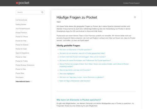 
                            9. Häufige Fragen zu Pocket - Pocket Support