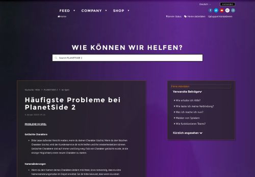 
                            2. Häufigste Probleme bei PlanetSide 2 - Support - Daybreak Game ...