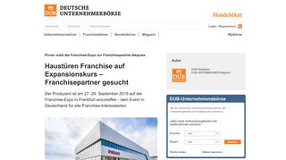 
                            9. Haustüren Franchise auf Expansionskurs - DUB.de