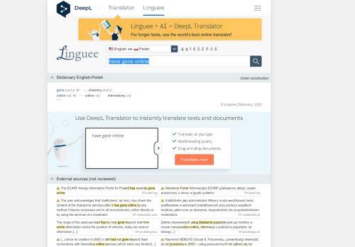 
                            6. have gone online - Polish translation – Linguee