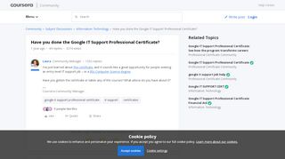 
                            10. Have you done the Google IT Support Professional Certificate ...