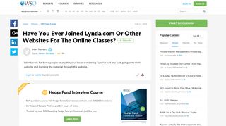 
                            7. Have you ever joined Lynda.com or other websites for the on ...