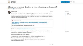 
                            7. Have you ever used Netdisco in your networking environment ...