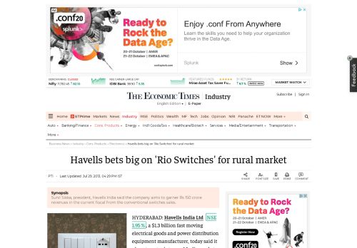 
                            10. Havells bets big on 'Rio Switches' for rural market - The Economic Times