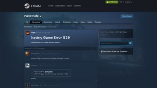 
                            4. having Game Error G29 :: PlanetSide 2 General Discussions