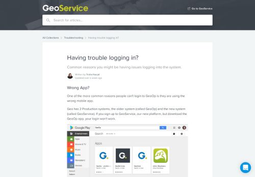 
                            6. Having trouble logging in? | GeoService Help Center