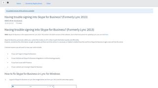 
                            9. Having trouble signing into Skype for Business? (Formerly Lync 2013)
