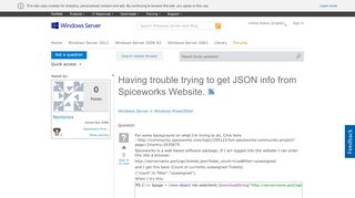 
                            5. Having trouble trying to get JSON info from Spiceworks Website ...
