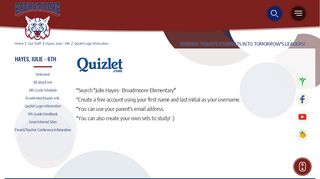 
                            12. Hayes, Julie - 6th / Quizlet Login Information - Moore Public Schools