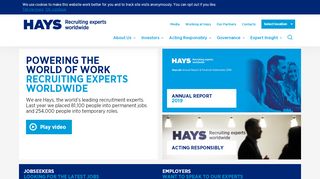 
                            6. Hays – Recruiting experts worldwide