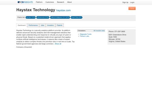 
                            13. Haystax Technology - CB Insights