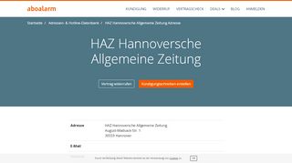 
                            10. HAZ Hannoversche Allgemeine Kündigungsadresse - Aboalarm