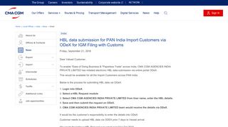 
                            6. HBL data submission for PAN India Import Customers via ODeX for ...