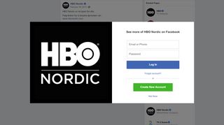 
                            8. HBO Nordic - HBO Nordic er nå åpen for alle. Følg linken... | Facebook
