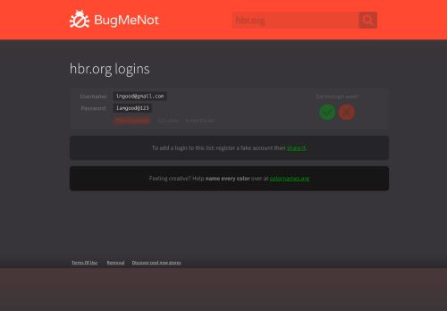 
                            9. hbr.org passwords - BugMeNot