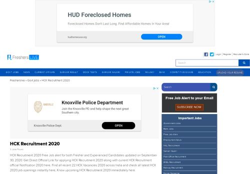 
                            8. HCK Recruitment 2019 Apply Online 66 Job Vacancies 25 February ...