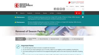 
                            3. HDB InfoWEB e-Services : Renewal of Season Parking