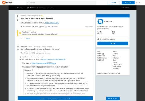 
                            8. HDClub is back on a new domain... : trackers - Reddit